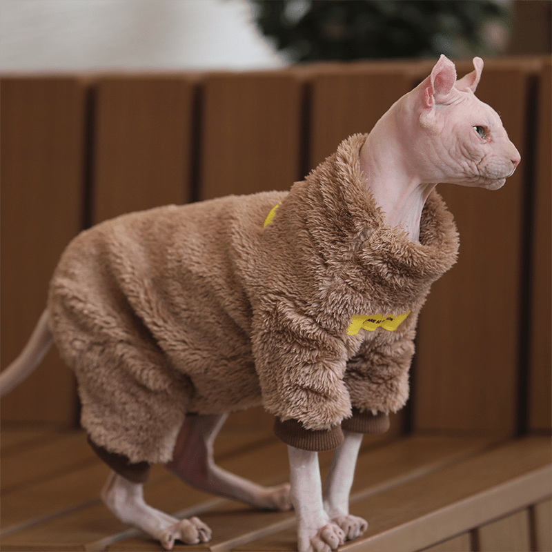 Cat Onesies Sphynx Clothes Fleece 4Legs Warm Cover - PIKAPIKA