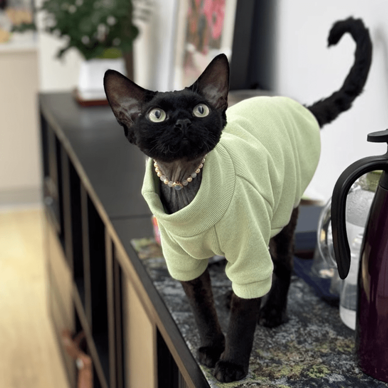Cat Shirts Sphynx Clothes Cotton Pajamas Sleeveless Turtleneck - PIKAPIKA