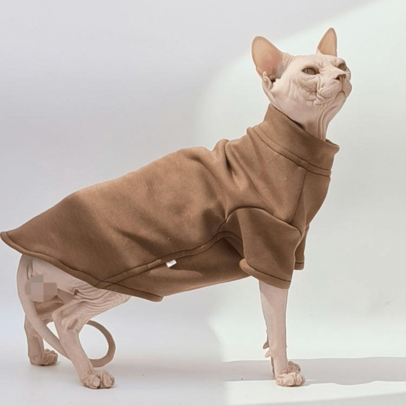 Cat Shirts Sphynx Clothes Fleece Pajamas Turtleneck Brown - PIKAPIKA