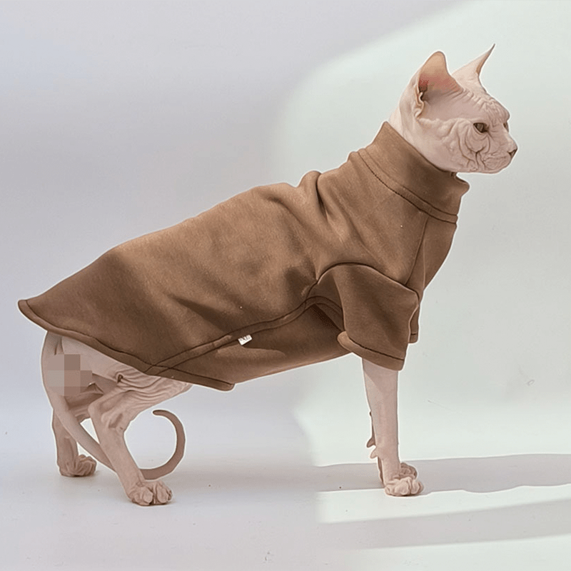 Cat Shirts Sphynx Clothes Fleece Pajamas Turtleneck Brown - PIKAPIKA