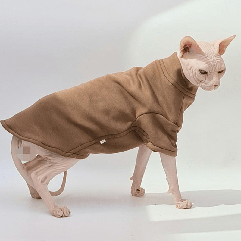 Cat Shirts Sphynx Clothes Fleece Pajamas Turtleneck Brown - PIKAPIKA