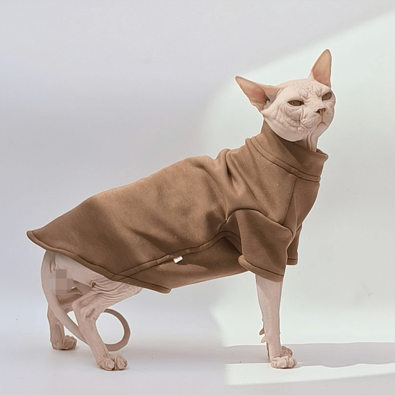 Cat Shirts Sphynx Clothes Fleece Pajamas Turtleneck Brown - PIKAPIKA