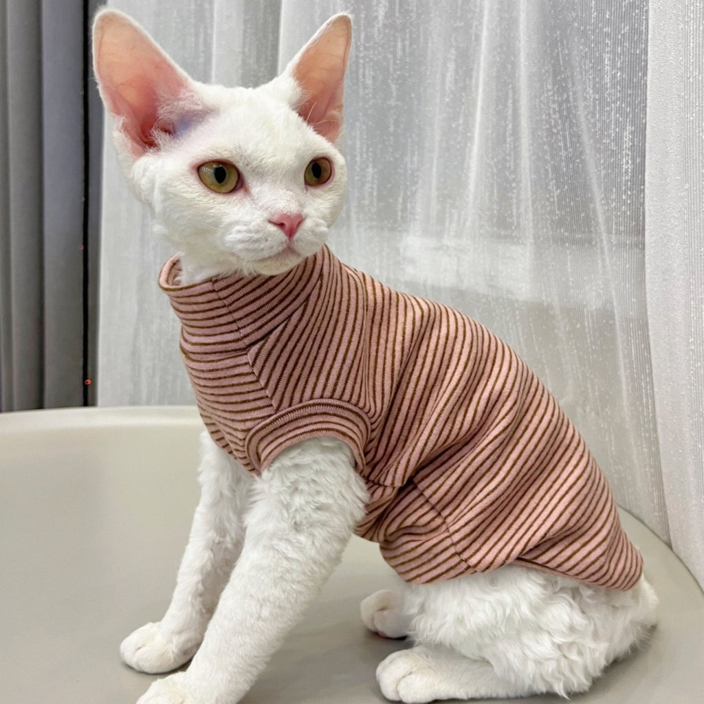 Cat Soft Cotton Sleeveless T-shirt Stripes Clothes - PIKAPIKA