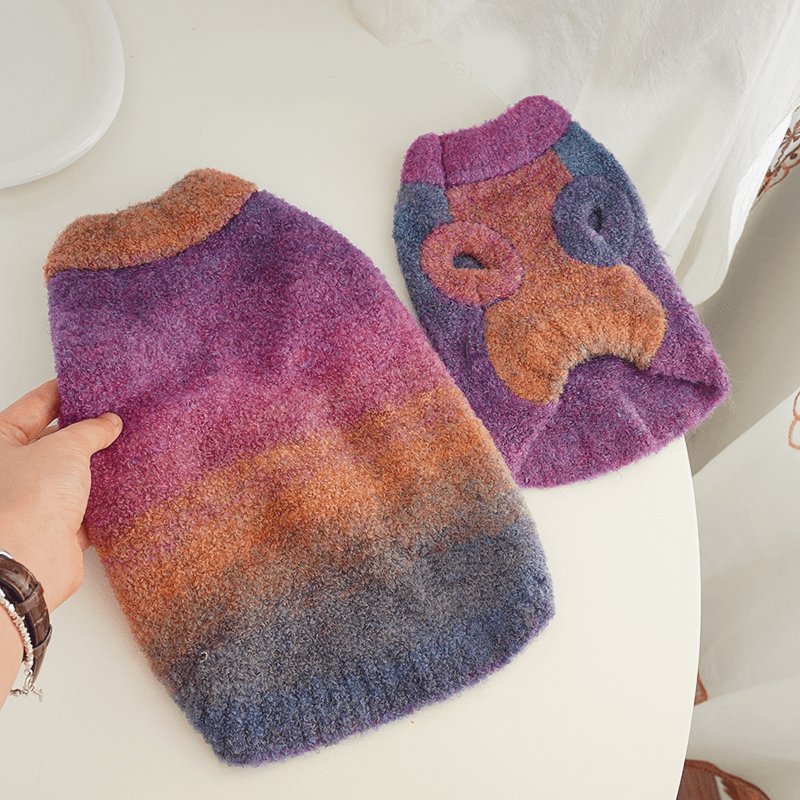 Cat Sweater Rainbow Knitwear Warm Pet Clothes - PIKAPIKA