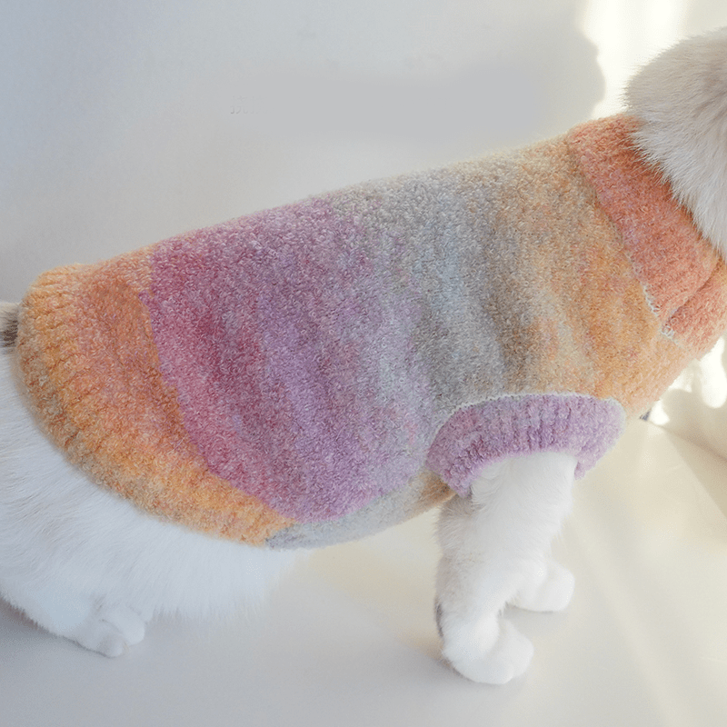 Cat Sweater Rainbow Knitwear Warm Pet Clothes - PIKAPIKA