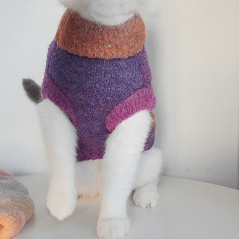 Cat Sweater Rainbow Knitwear Warm Pet Clothes - PIKAPIKA