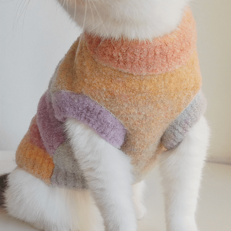 Cat Sweater Rainbow Knitwear Warm Pet Clothes - PIKAPIKA