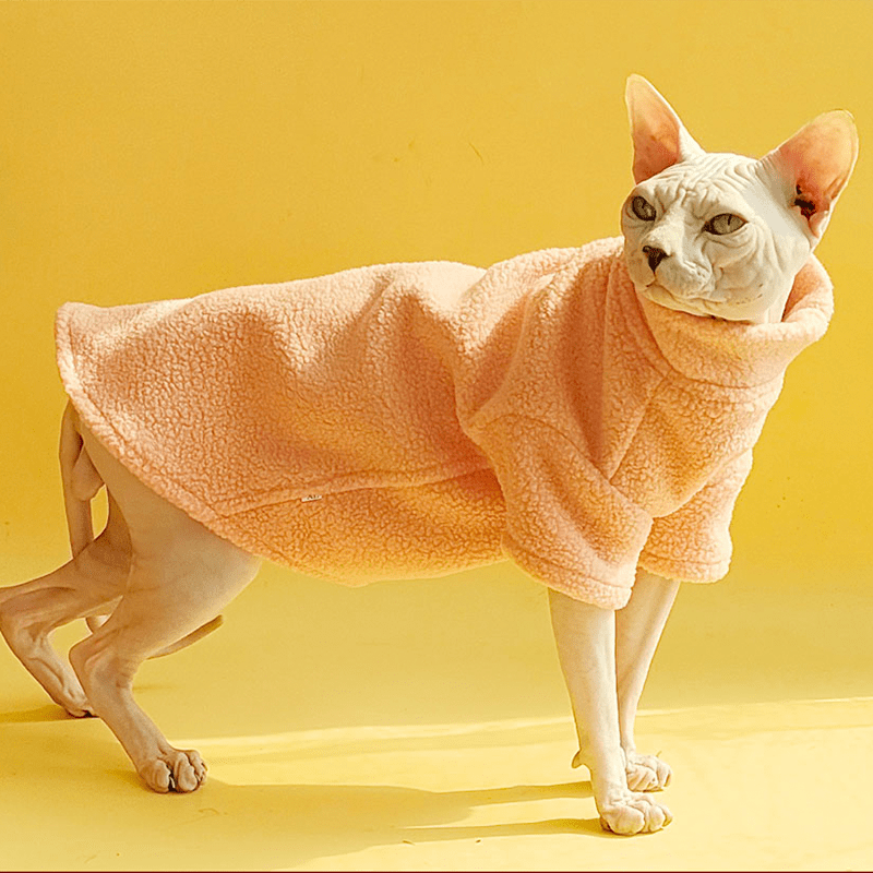 Cat Sweatshirts Sphynx Clothes Fleece Hoodie Turtleneck Warm Thick - PIKAPIKA