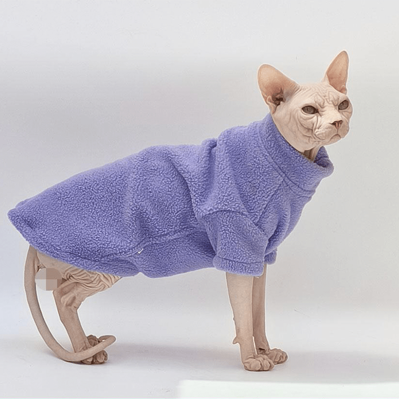 Cat Sweatshirts Sphynx Clothes Fleece Hoodie Turtleneck Warm Thick - PIKAPIKA