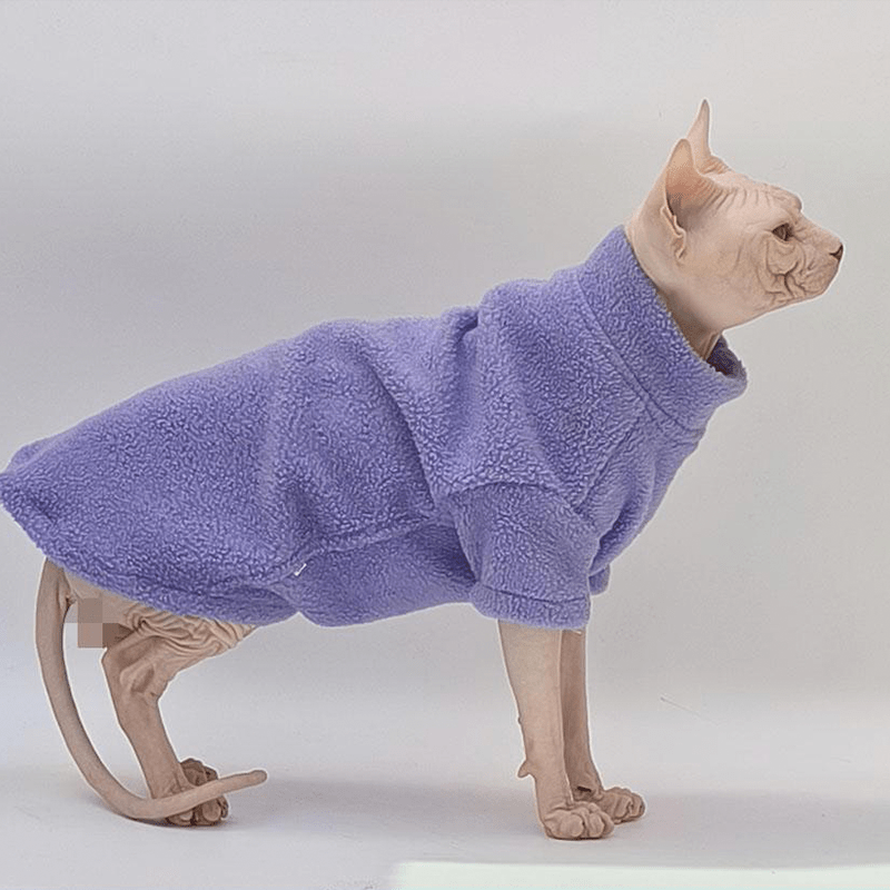 Cat Sweatshirts Sphynx Clothes Fleece Hoodie Turtleneck Warm Thick - PIKAPIKA