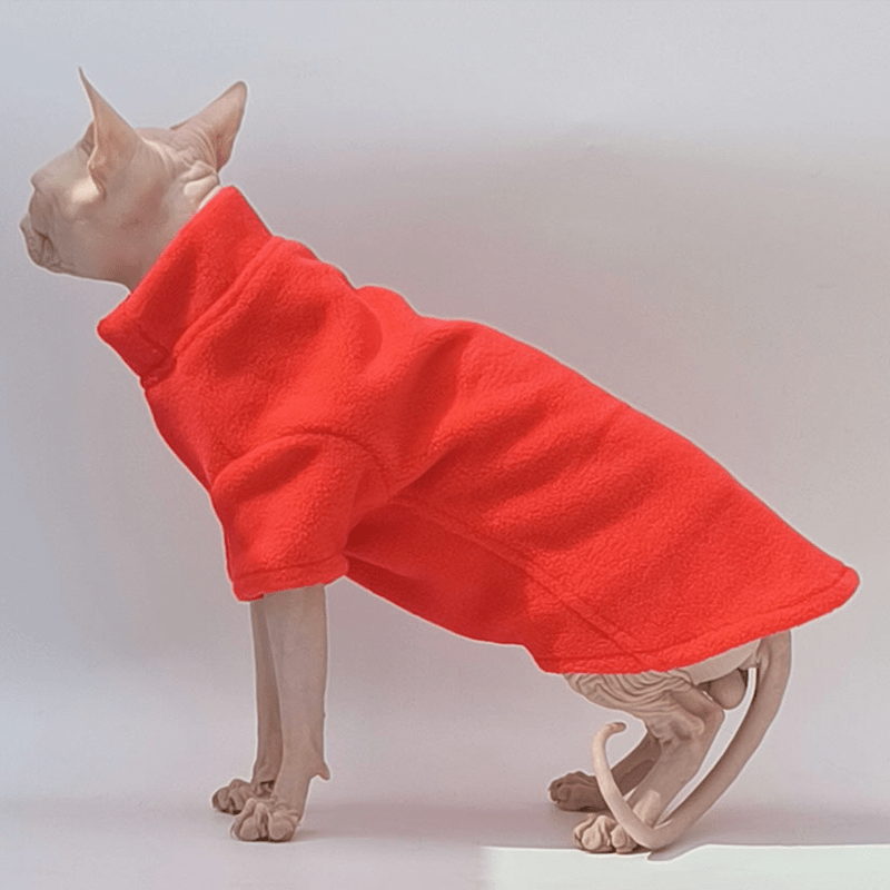 Cat Sweatshirts Sphynx Clothes Fleece Hoodie Turtleneck Warm Thick - PIKAPIKA