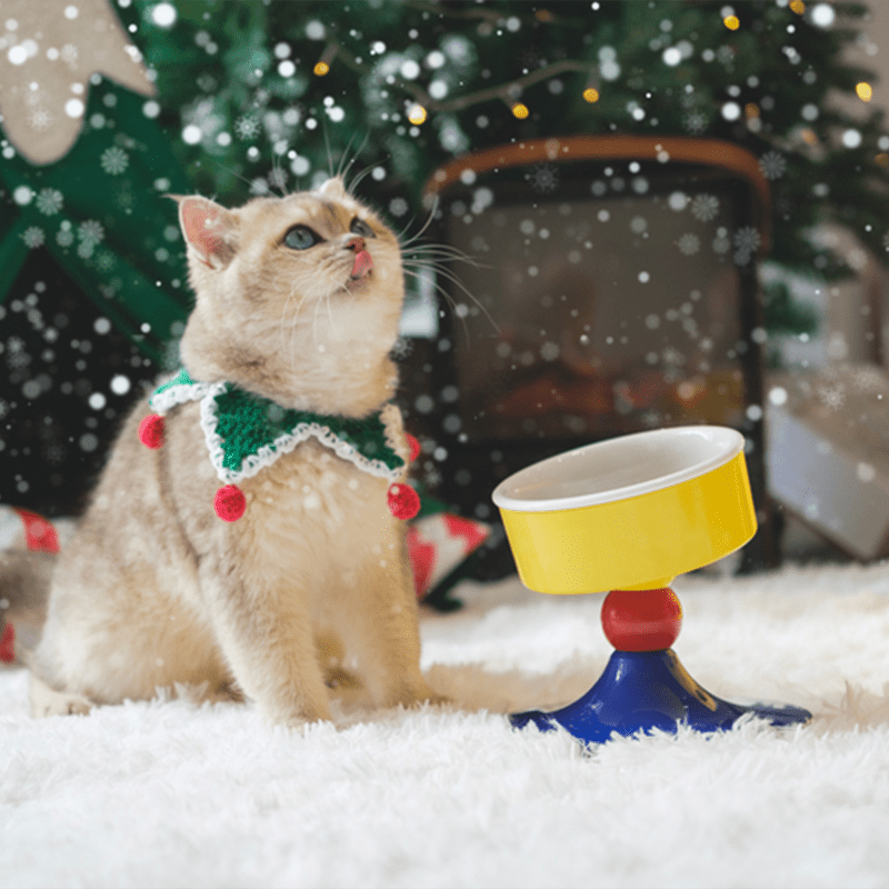 Ceramic Pet Bowl Food Water Bowl Adjustable Height Angle - PIKAPIKA