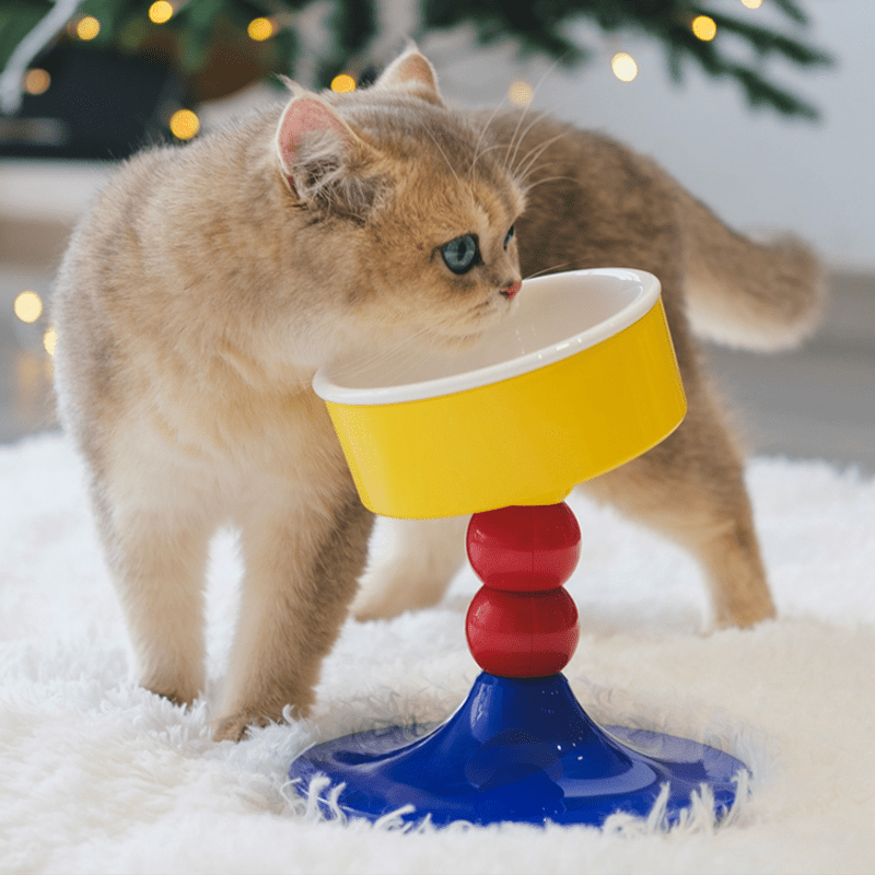 Ceramic Pet Bowl Food Water Bowl Adjustable Height Angle - PIKAPIKA
