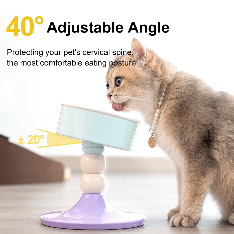 Ceramic Pet Bowl Food Water Bowl Adjustable Height Angle - PIKAPIKA