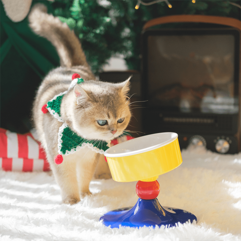 Ceramic Pet Bowl Food Water Bowl Adjustable Height Angle - PIKAPIKA