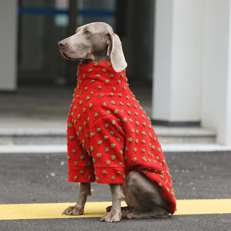 Christmas Big Dog Fleece Shirts Large Size Dog Clothes with Hat - PIKAPIKA
