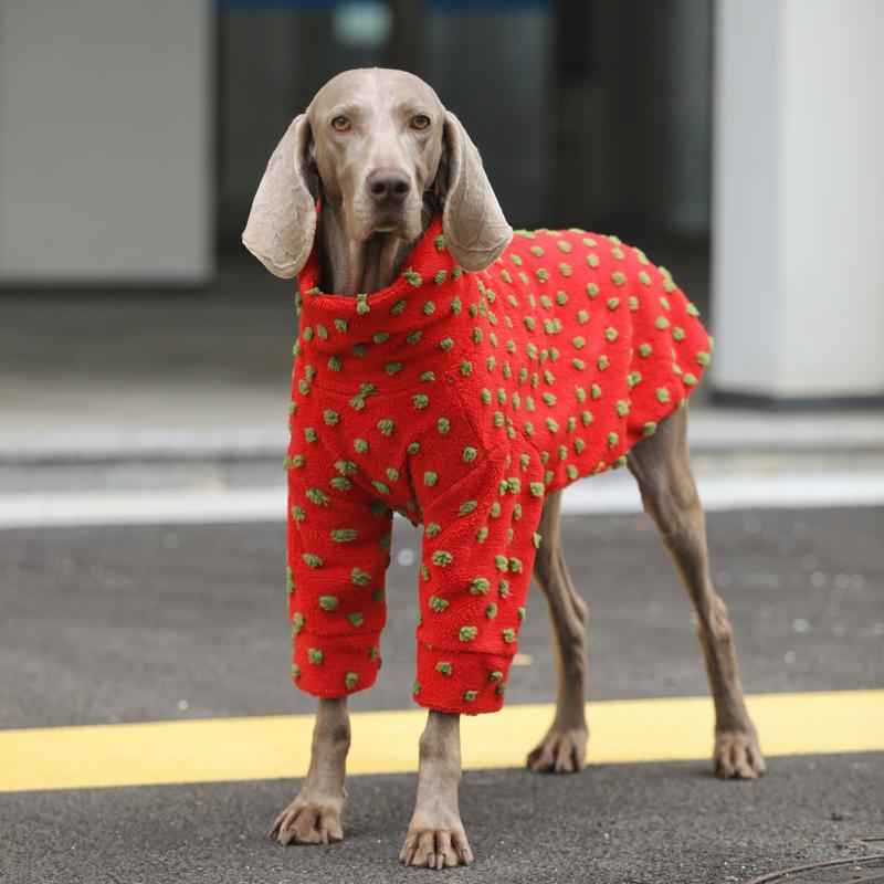 Christmas Big Dog Fleece Shirts Large Size Dog Clothes with Hat - PIKAPIKA