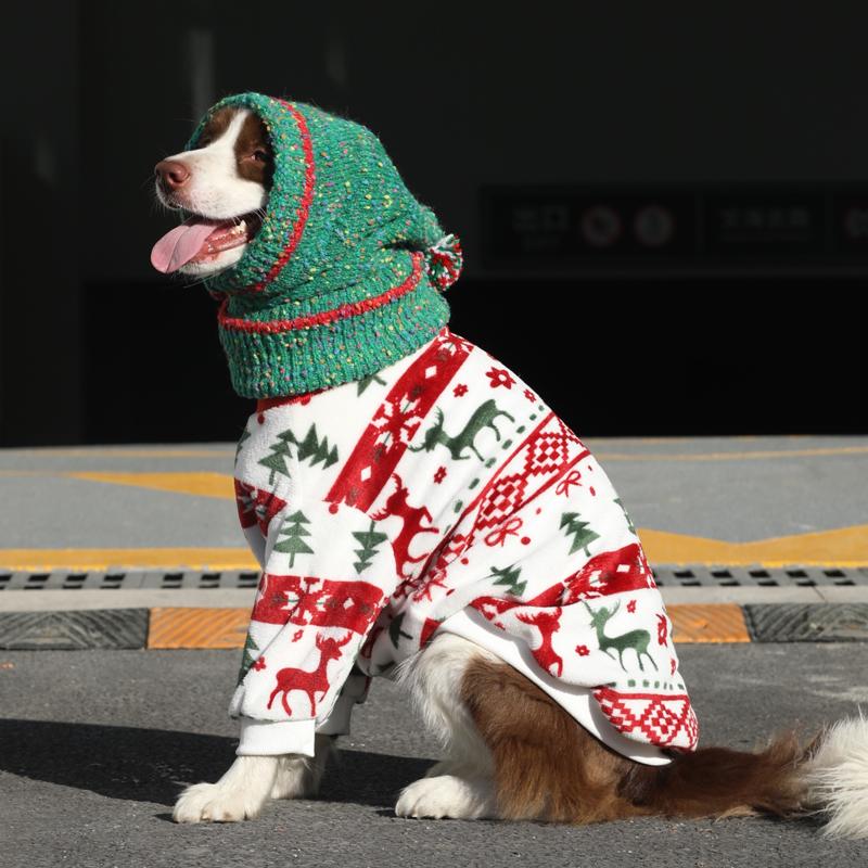 Christmas Clothes Holiday Costume Big Dog Clothing Turtleneck Fleece Onesies - PIKAPIKA