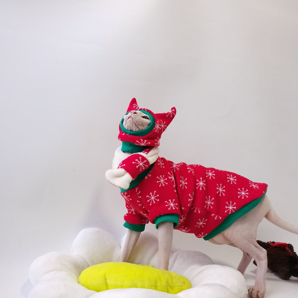Christmas Knitted Sweater Hat Set Sphynx Cat Clothes - PIKAPIKA