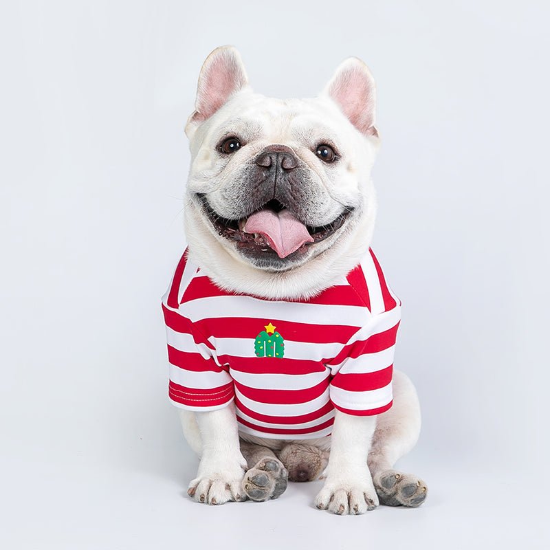 Christmas Red Stripe Fleece T-shirt Dog Clothes - PIKAPIKA