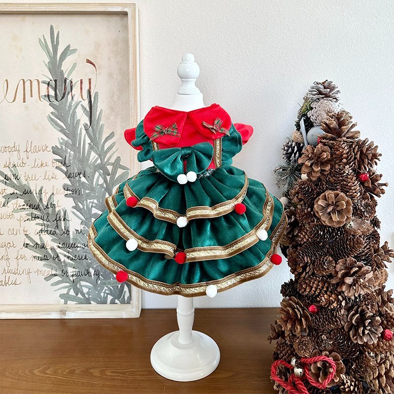 christmas dress for cat Christmas Velvet Cat Dress Cute Costume Cat Clothes
