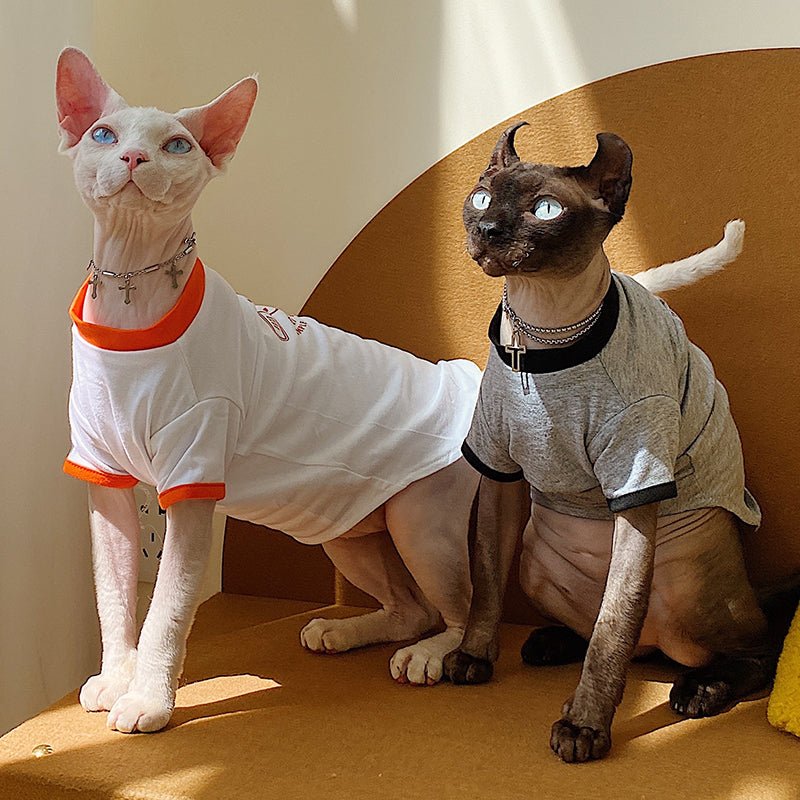 Contrast Print T-shirt Sphynx Cat Clothes - PIKAPIKA