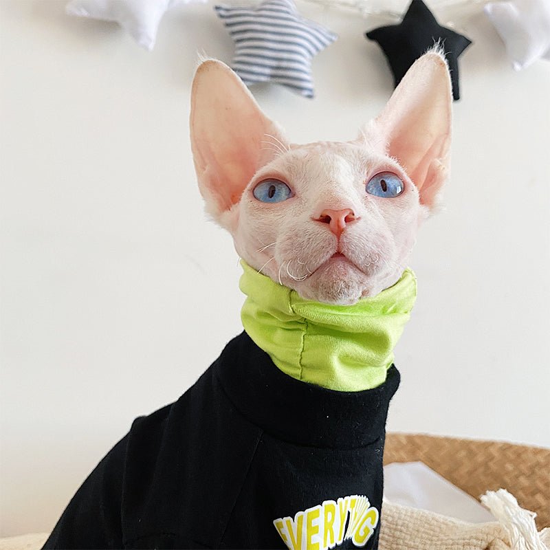 Contrasting Turtleneck T-shirt Sphynx Cat Clothes - PIKAPIKA