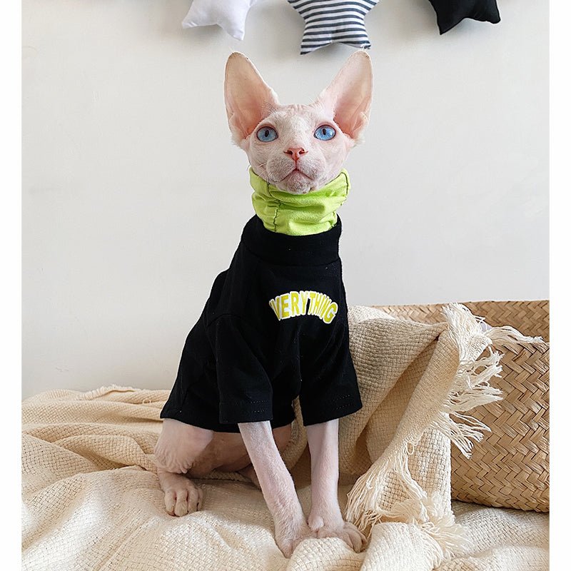 Contrasting Turtleneck T-shirt Sphynx Cat Clothes - PIKAPIKA