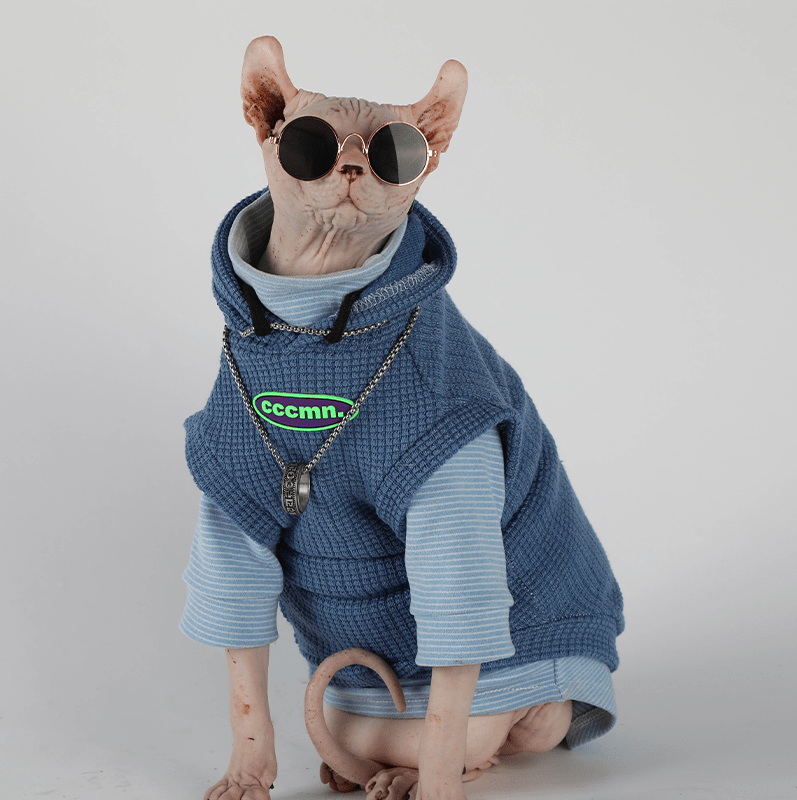 Cool Sphynx Cat Hoodie Pullover Sleeveless Top Devon Rex Clothes - PIKAPIKA