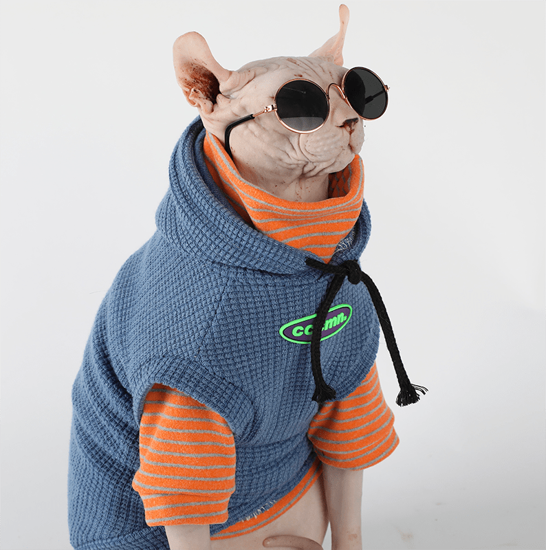 Cool Sphynx Cat Hoodie Pullover Sleeveless Top Devon Rex Clothes - PIKAPIKA