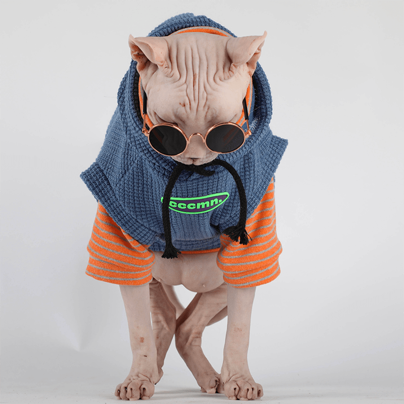 Cool Sphynx Cat Hoodie Pullover Sleeveless Top Devon Rex Clothes - PIKAPIKA