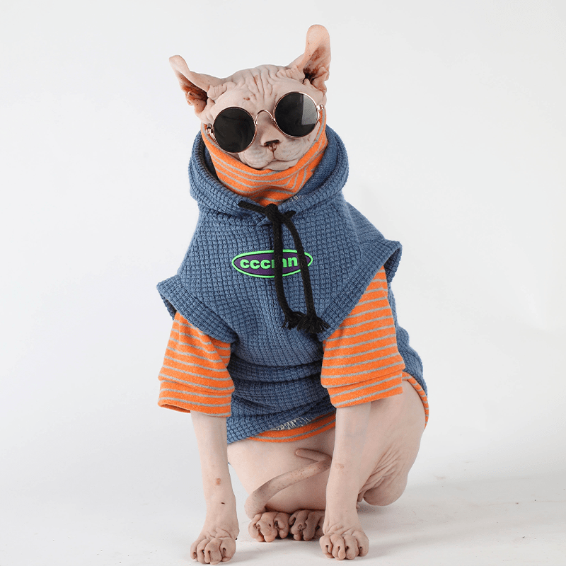 Cool Sphynx Cat Hoodie Pullover Sleeveless Top Devon Rex Clothes - PIKAPIKA