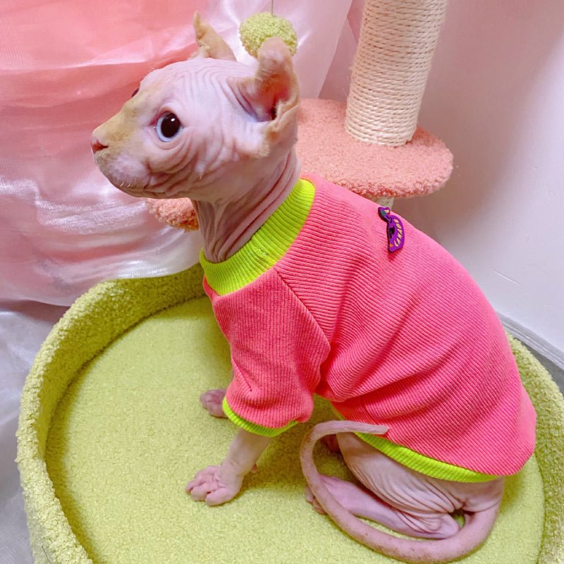 Cotton Elastic Shirts for Sphynx Cat Devon Rex Clothes Colorful Clothing - PIKAPIKA