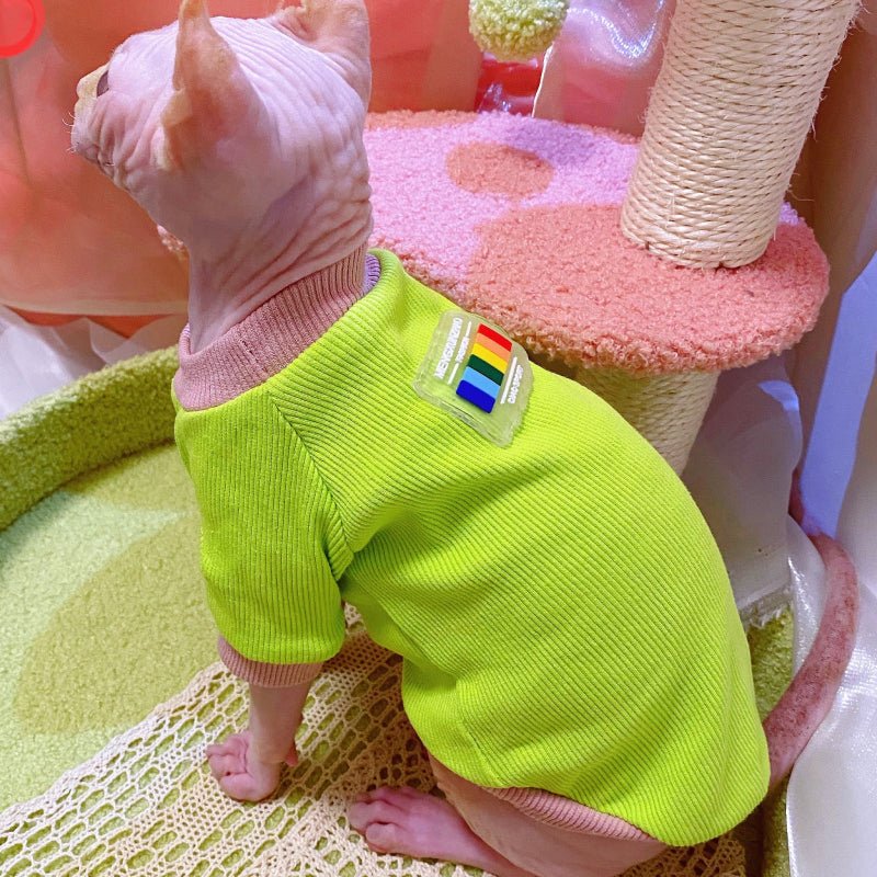 Cotton Elastic Shirts for Sphynx Cat Devon Rex Clothes Colorful Clothing - PIKAPIKA