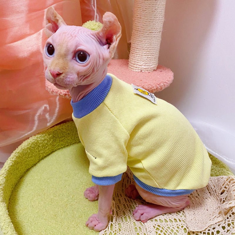 Cotton Elastic Shirts for Sphynx Cat Devon Rex Clothes Colorful Clothing - PIKAPIKA