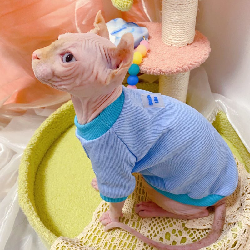 Cotton Elastic Shirts for Sphynx Cat Devon Rex Clothes Colorful Clothing - PIKAPIKA