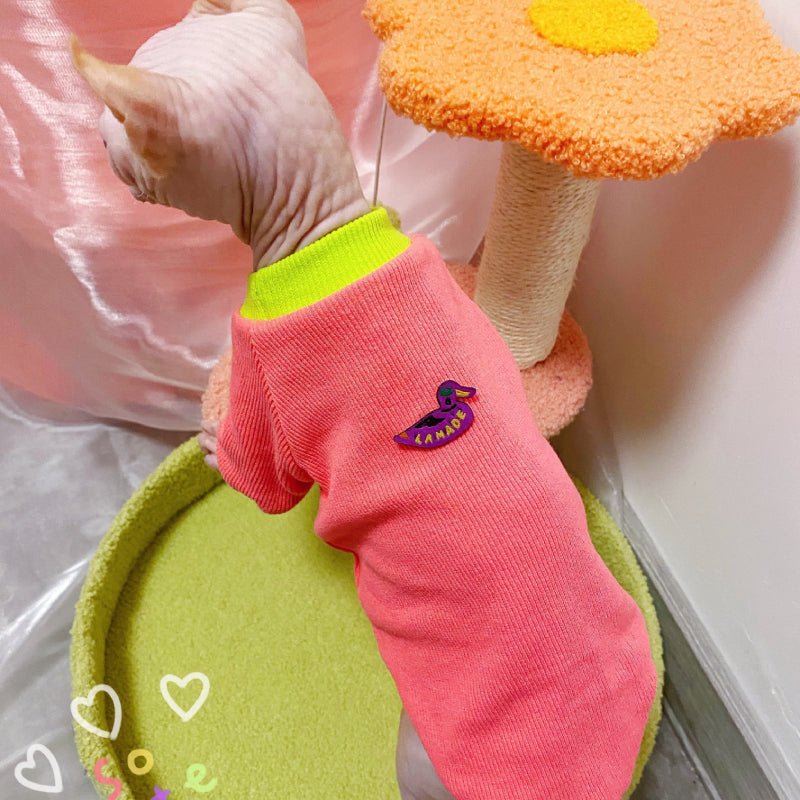 Cotton Elastic Shirts for Sphynx Cat Devon Rex Clothes Colorful Clothing - PIKAPIKA