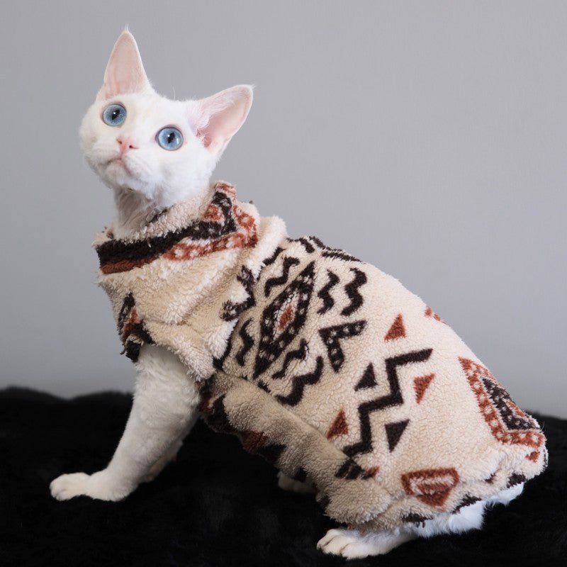 Cotton Fleece Shirt Clothes Sphynx Devon Warm Thick Winter Wear - PIKAPIKA