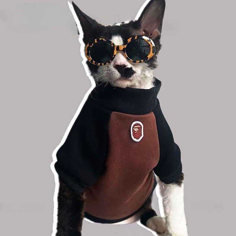 Cotton Fleece Shirts Sphynx Cat Clothes with Sleeves - PIKAPIKA