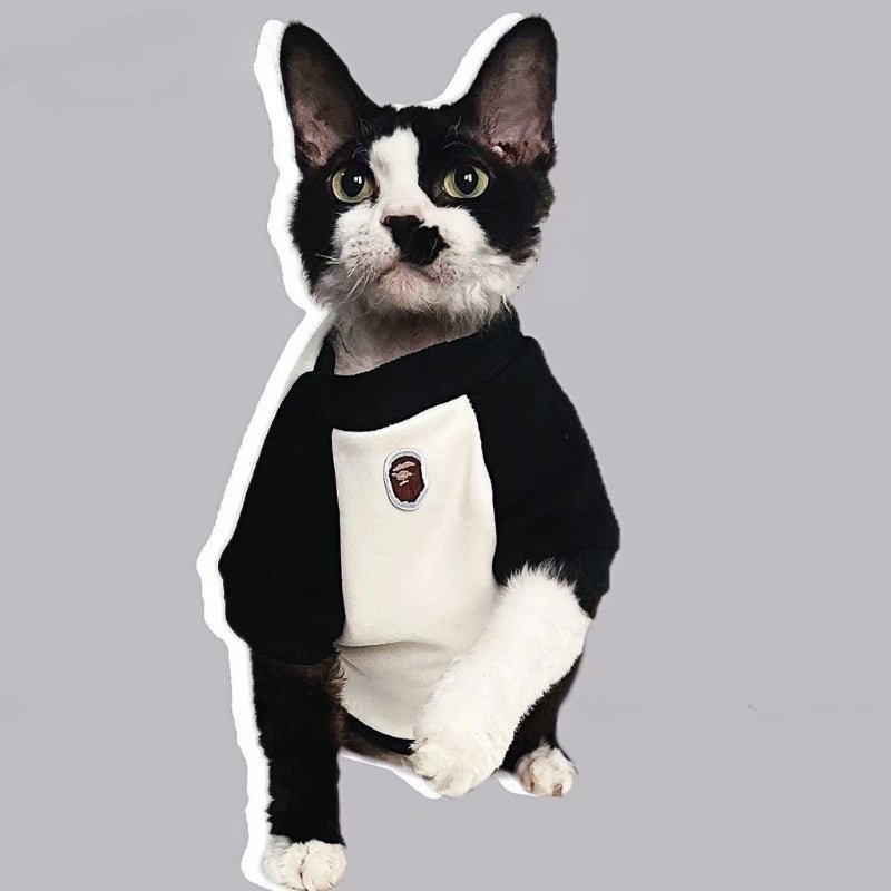 Cotton Fleece Shirts Sphynx Cat Clothes with Sleeves - PIKAPIKA