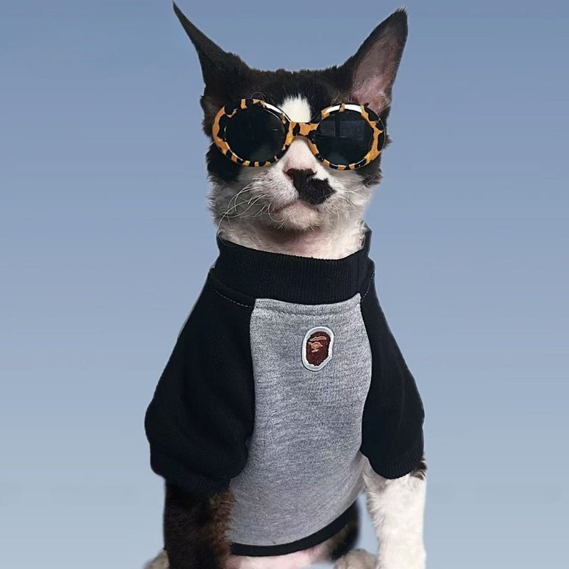 Cotton Fleece Shirts Sphynx Cat Clothes with Sleeves - PIKAPIKA