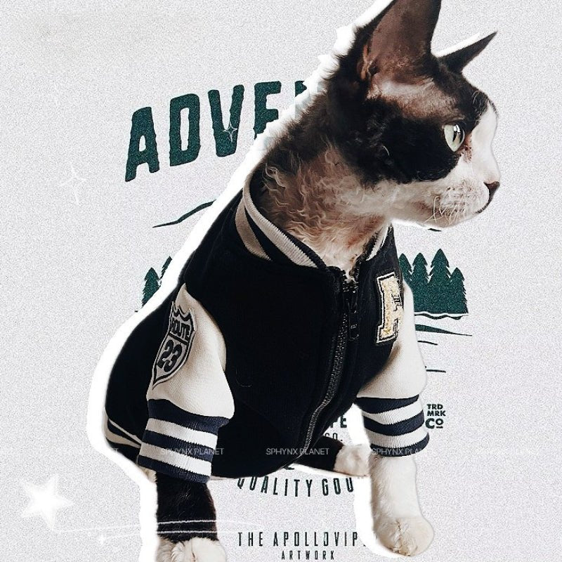 Cotton Fleece Zip Jacket Coat Sphynx Cat Clothes Sportswear - PIKAPIKA