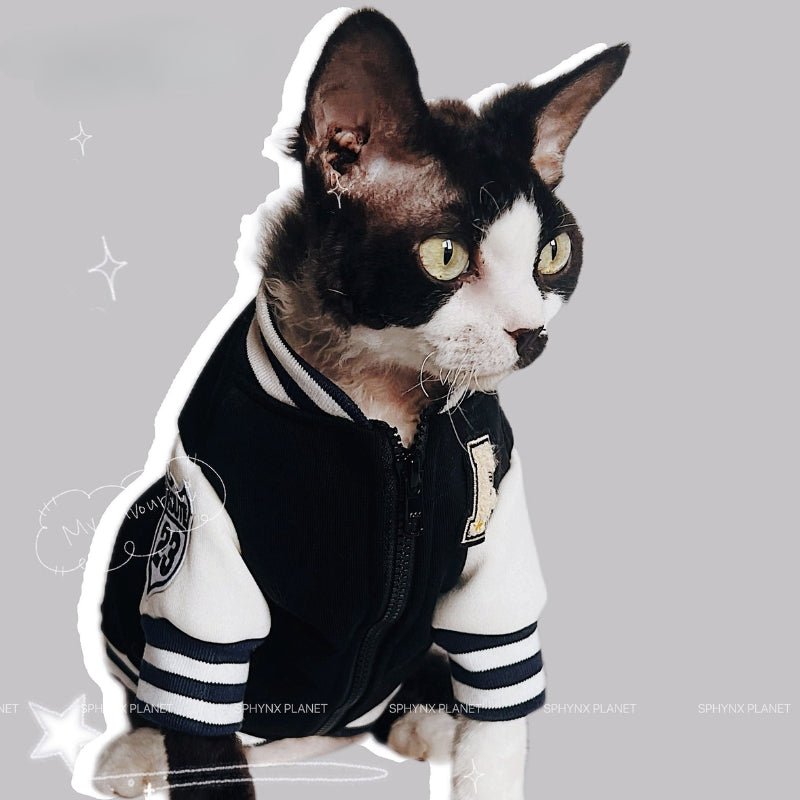 Cotton Fleece Zip Jacket Coat Sphynx Cat Clothes Sportswear - PIKAPIKA