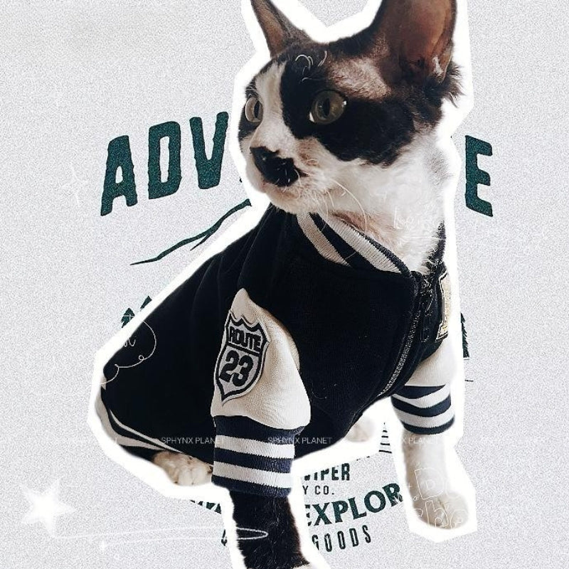 Cotton Fleece Zip Jacket Coat Sphynx Cat Clothes Sportswear - PIKAPIKA
