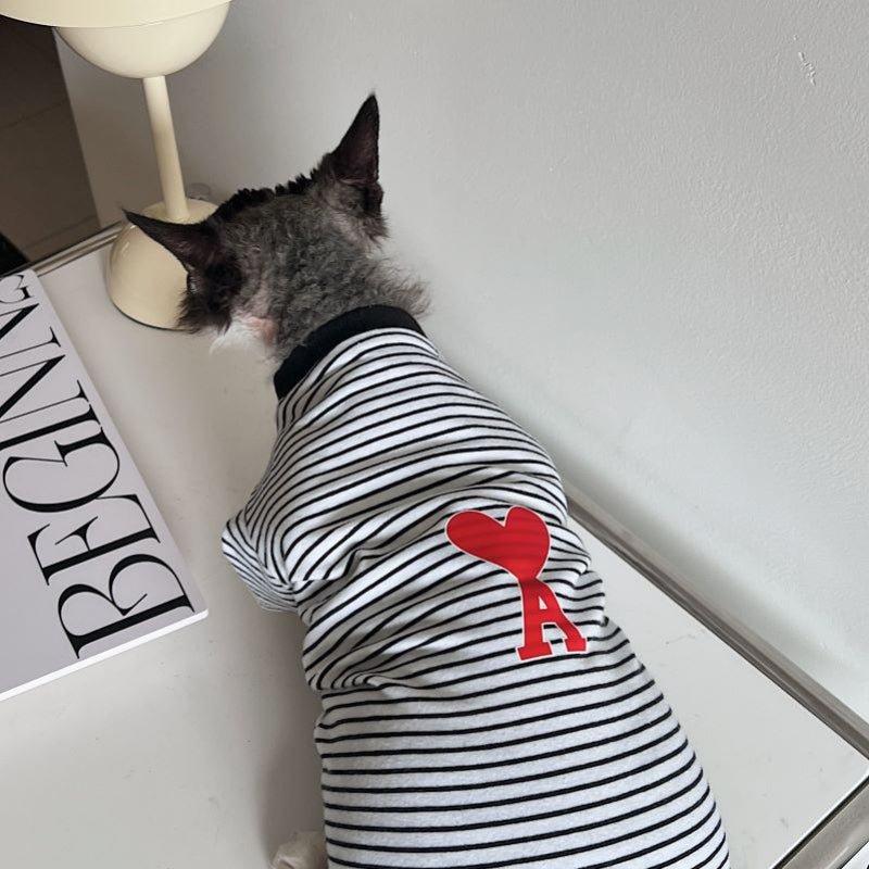 Cotton Light T-shirts Shirts Sphynx Cat Stripes Clothes - PIKAPIKA