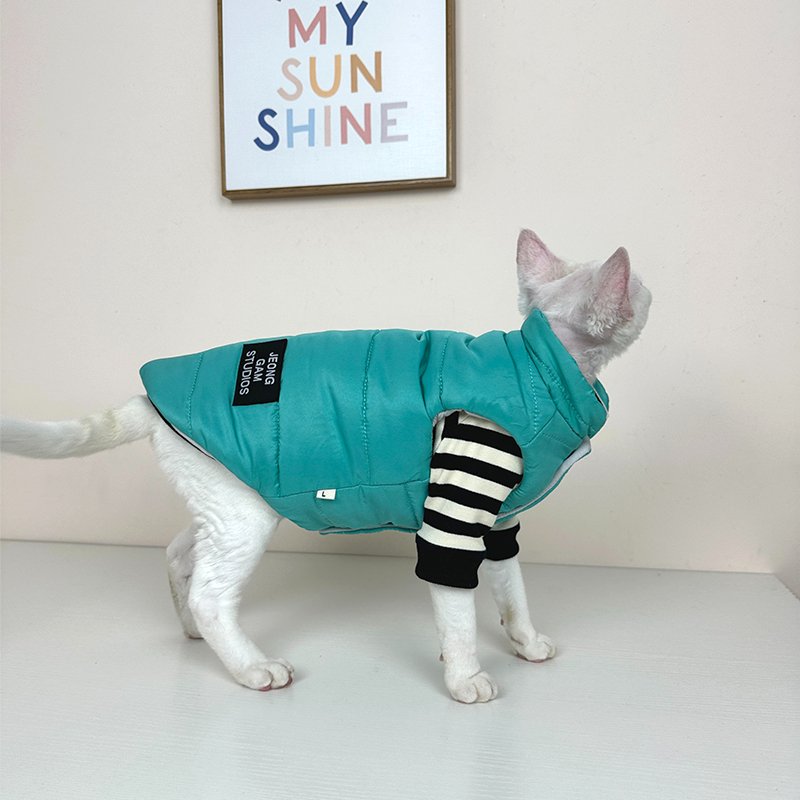 Cotton Padded Coat Winter Jacket Vest Sphynx Cat Clothes - PIKAPIKA
