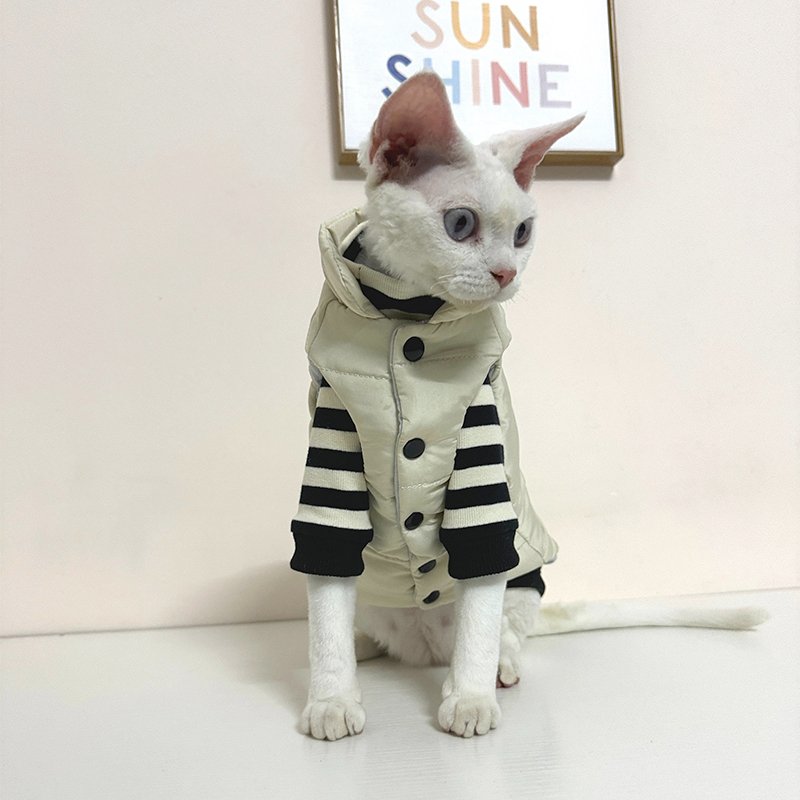 Cotton Padded Coat Winter Jacket Vest Sphynx Cat Clothes - PIKAPIKA
