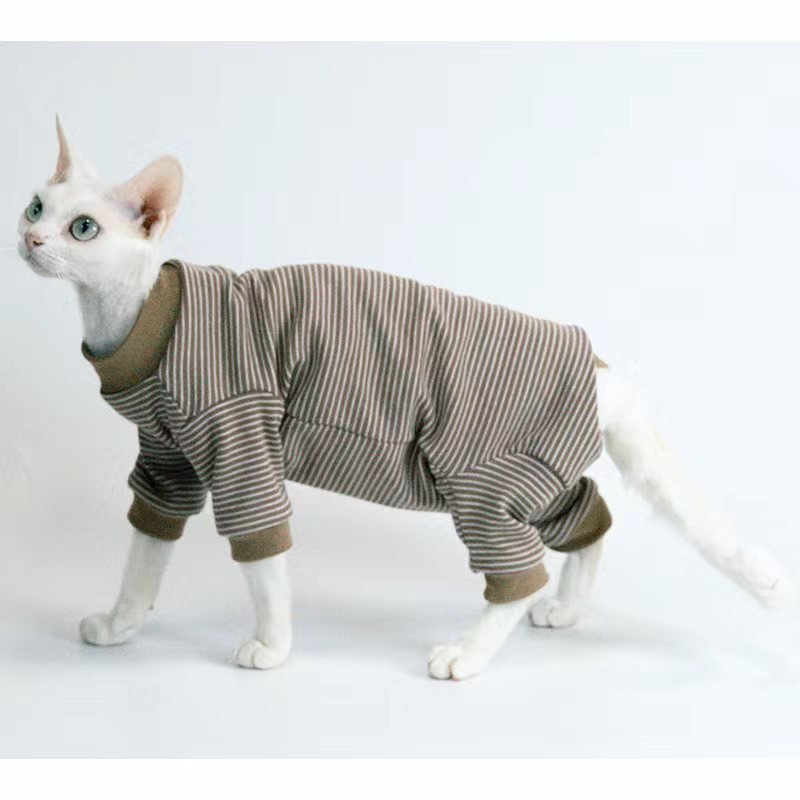 Cotton Stripe Onesie Sphynx Cat Clothes - PIKAPIKA