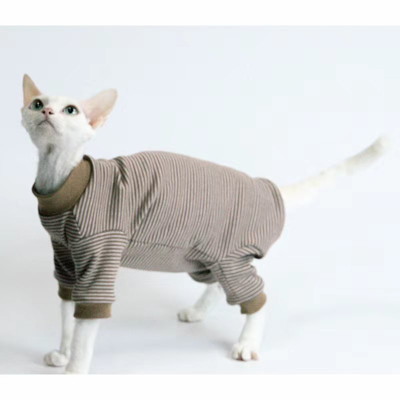 Cotton Stripe Onesie Sphynx Cat Clothes - PIKAPIKA