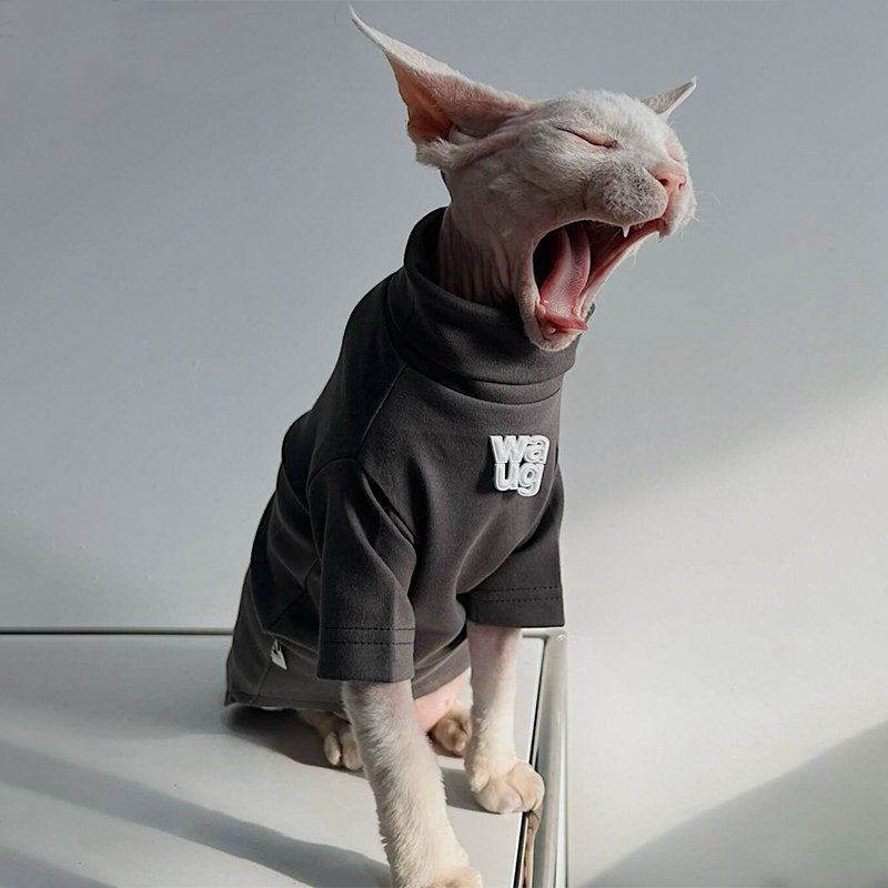 Cotton T-shirts Shirts Highneck Sphynx Cat Clothes - PIKAPIKA